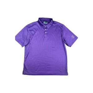 PGA Tour Purple Micro Check Golf Polo Shirt Mens XL Performance Stretch Polo
